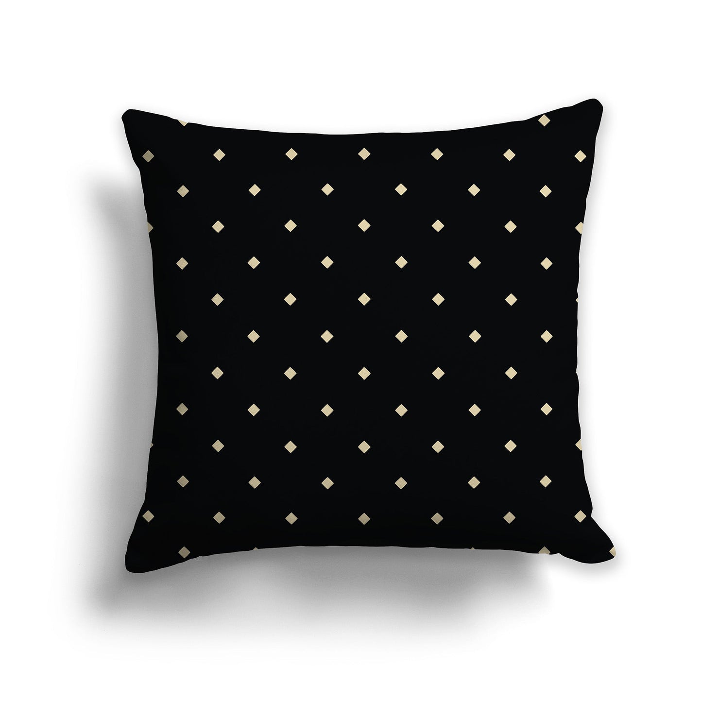 Black Throw Pillow with Tan Diamond Pattern on Front and Solid Black Back, CAPC-1014-102