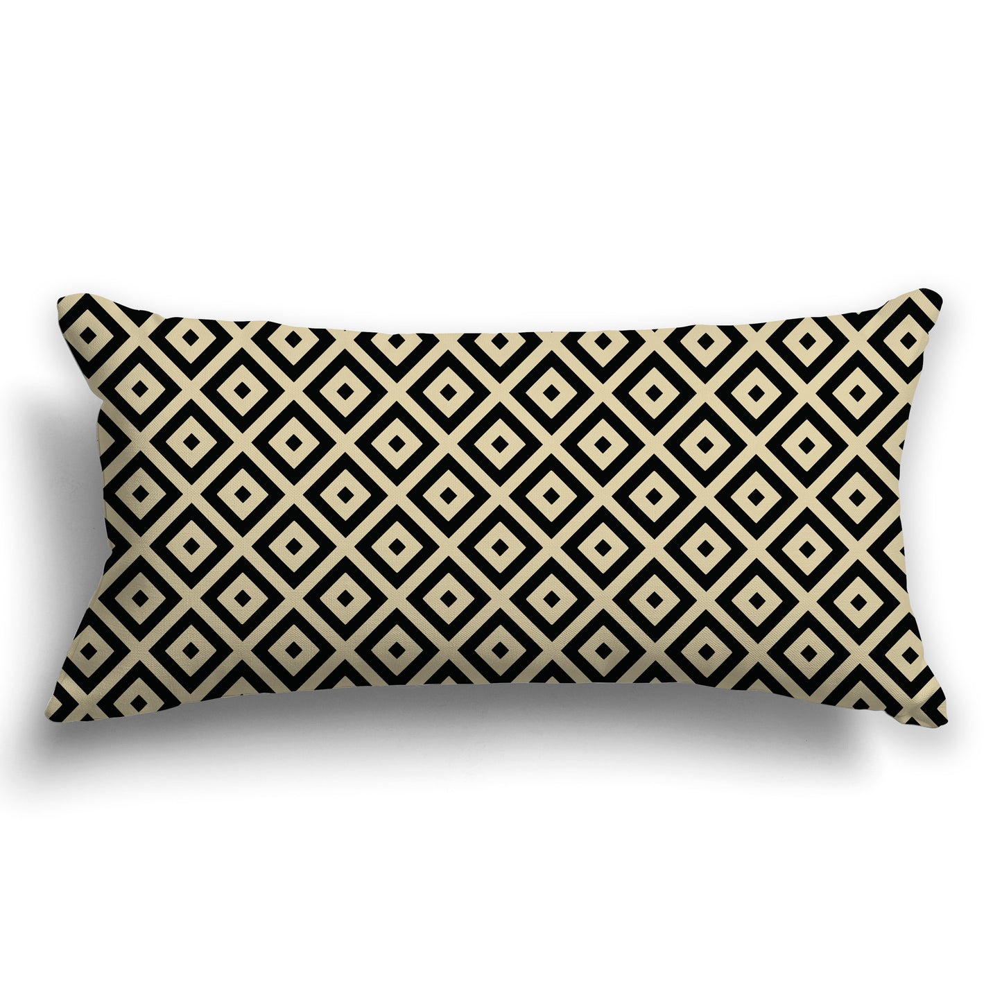 Throw Pillow with Black and Tan Radiating Squares on Both Sides, CAPC-1014-121