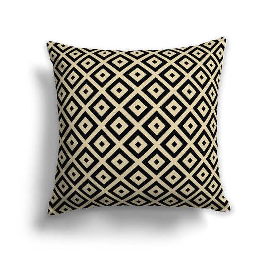 Throw Pillow with Black and Tan Radiating Squares on Both Sides, CAPC-1014-121