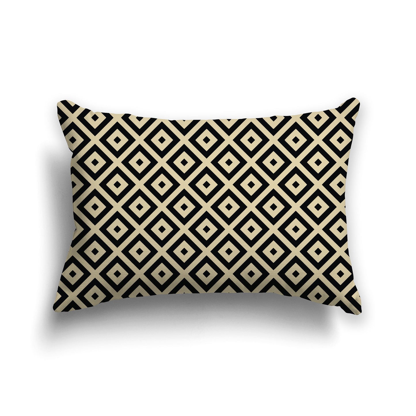 Throw Pillow with Black and Tan Radiating Squares on Both Sides, CAPC-1014-121