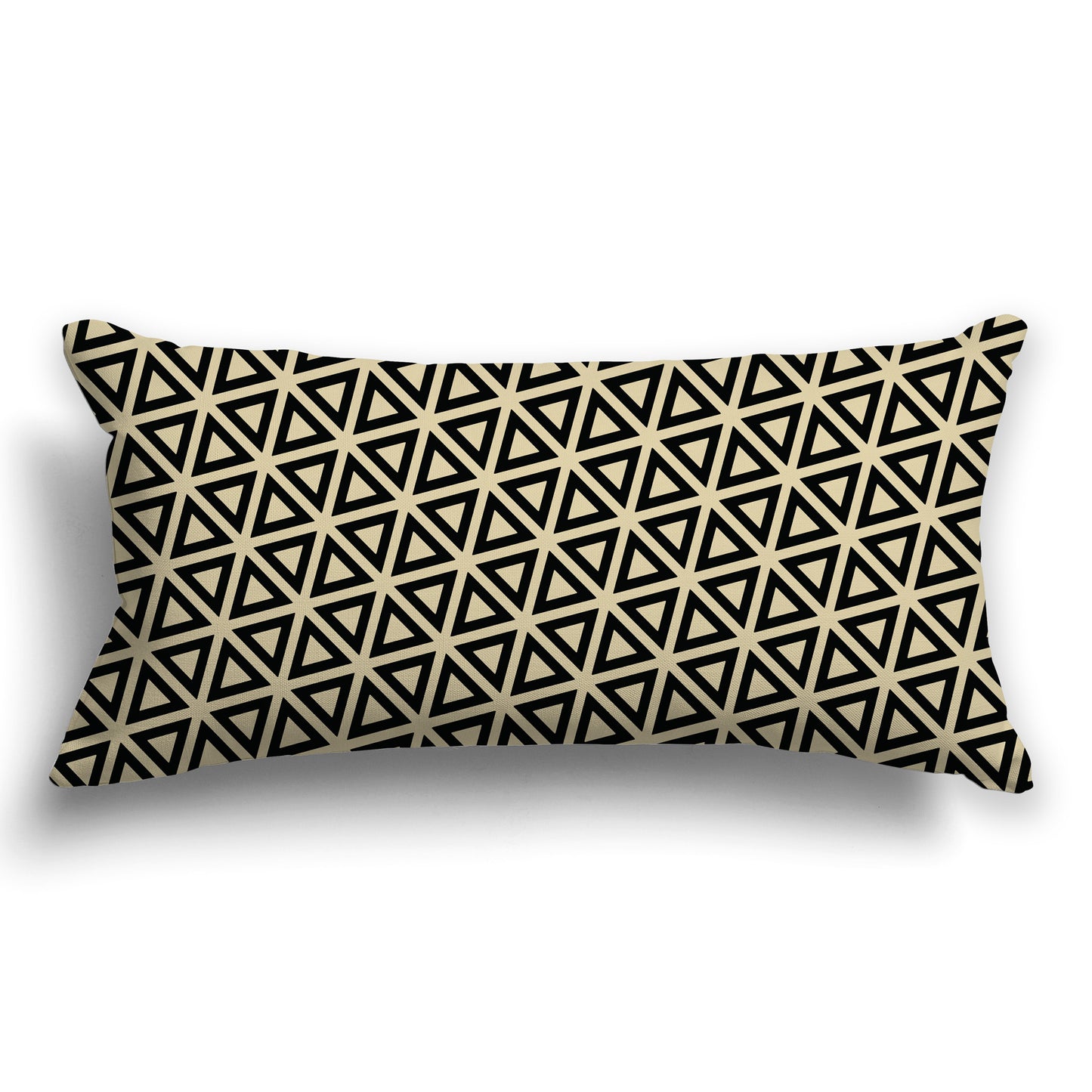 Tan Throw Pillow with Black Triangle Pattern on Both Sides, CAPC-1014-131