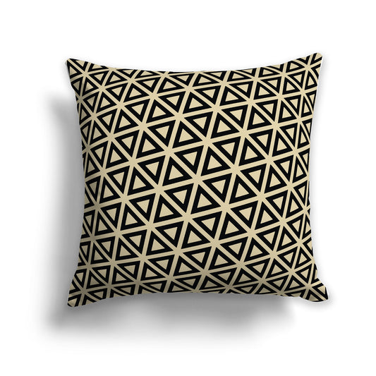 Tan Throw Pillow with Black Triangle Pattern on Both Sides, CAPC-1014-131