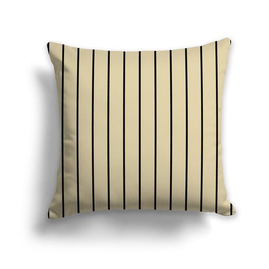 Tan Throw Pillow with Fine Black Vertical Stripes on Front, CAPC-1014-151