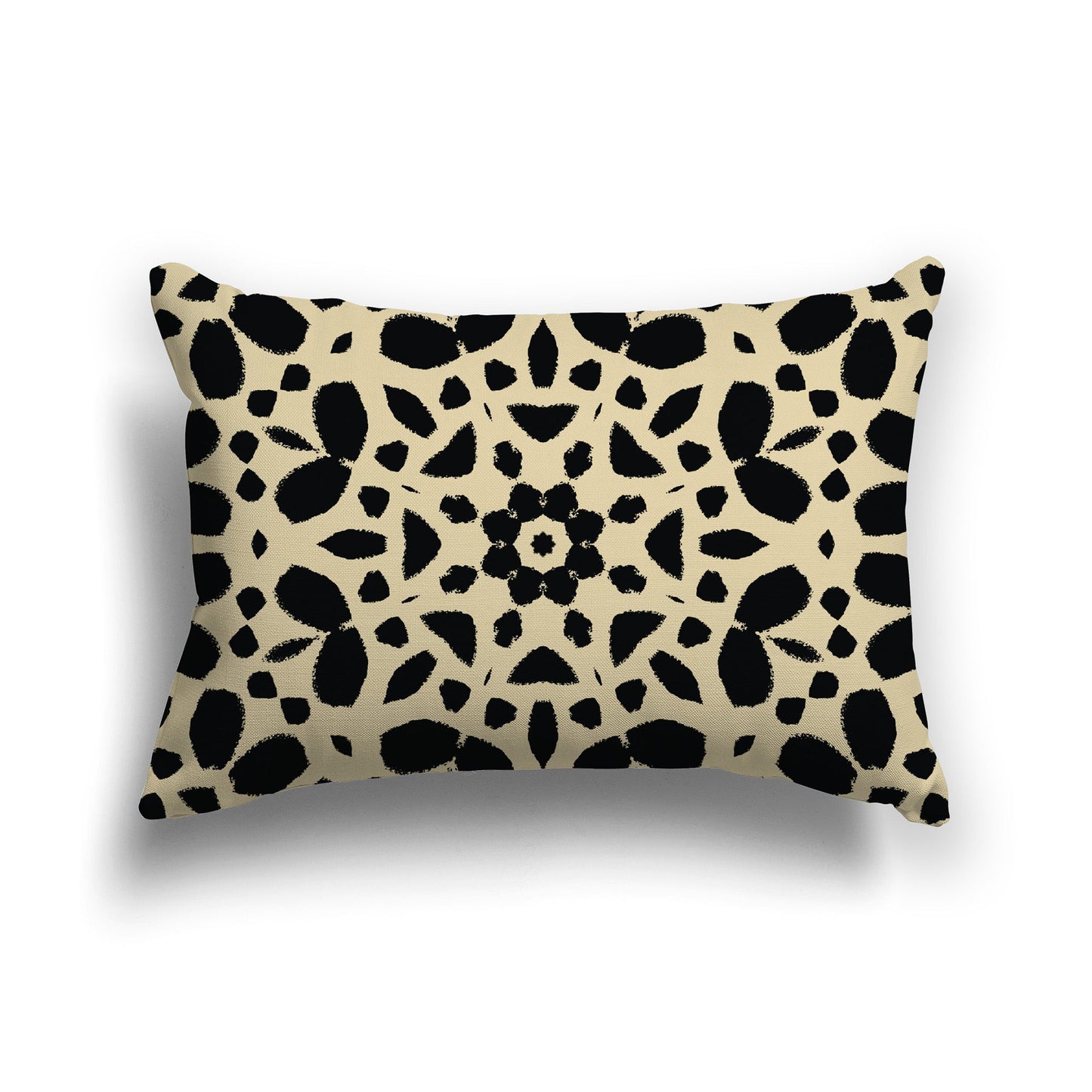 Tan Throw Pillow with Black Circular Pattern on Both Sides, CAPC-1014-181
