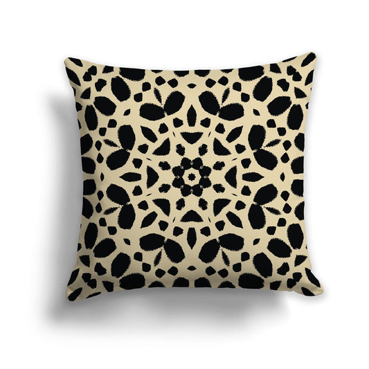 Tan Throw Pillow with Black Circular Pattern on Both Sides, CAPC-1014-181
