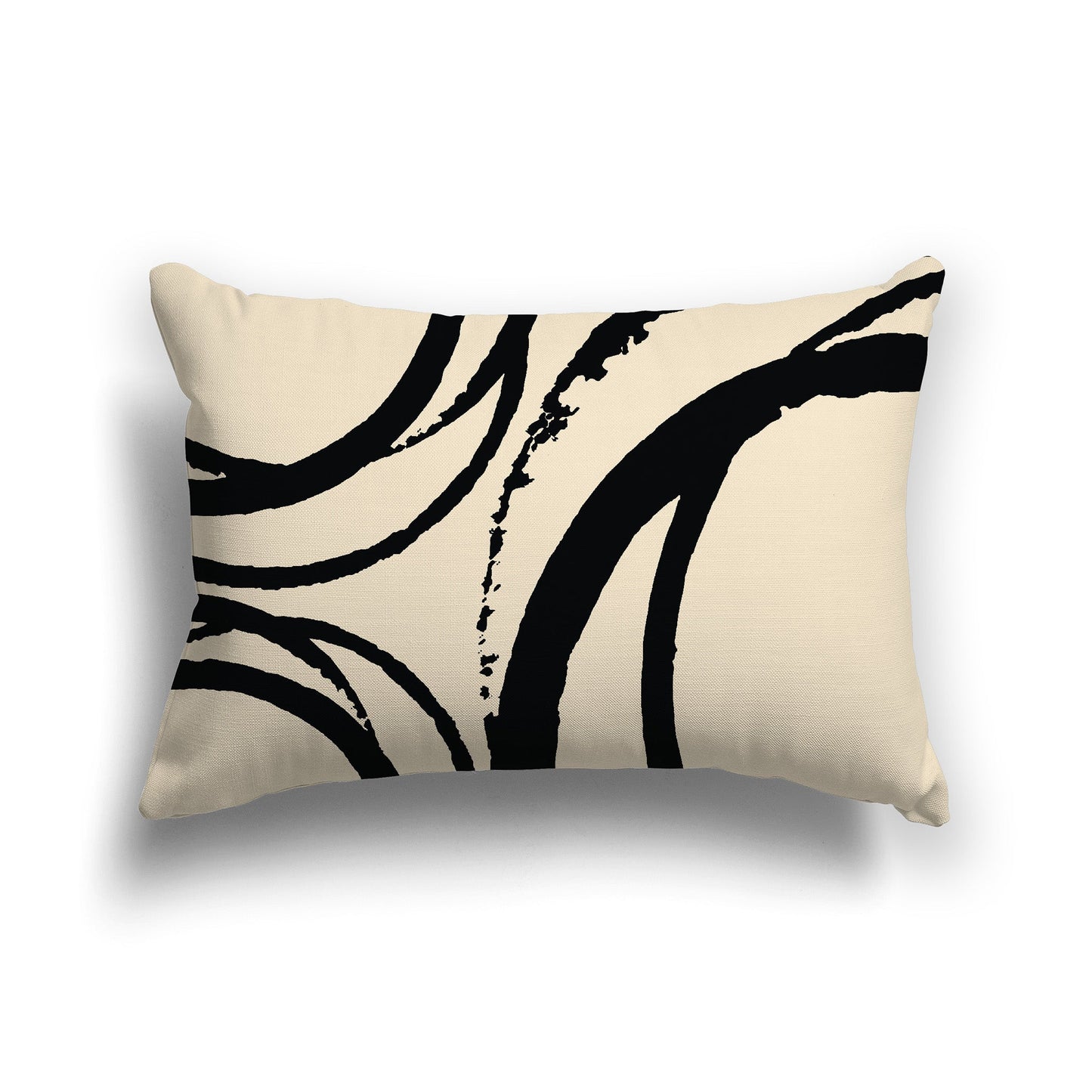 Beige Throw Pillow with Black Circular Graphic on Both Sides, CAPC-1015-021
