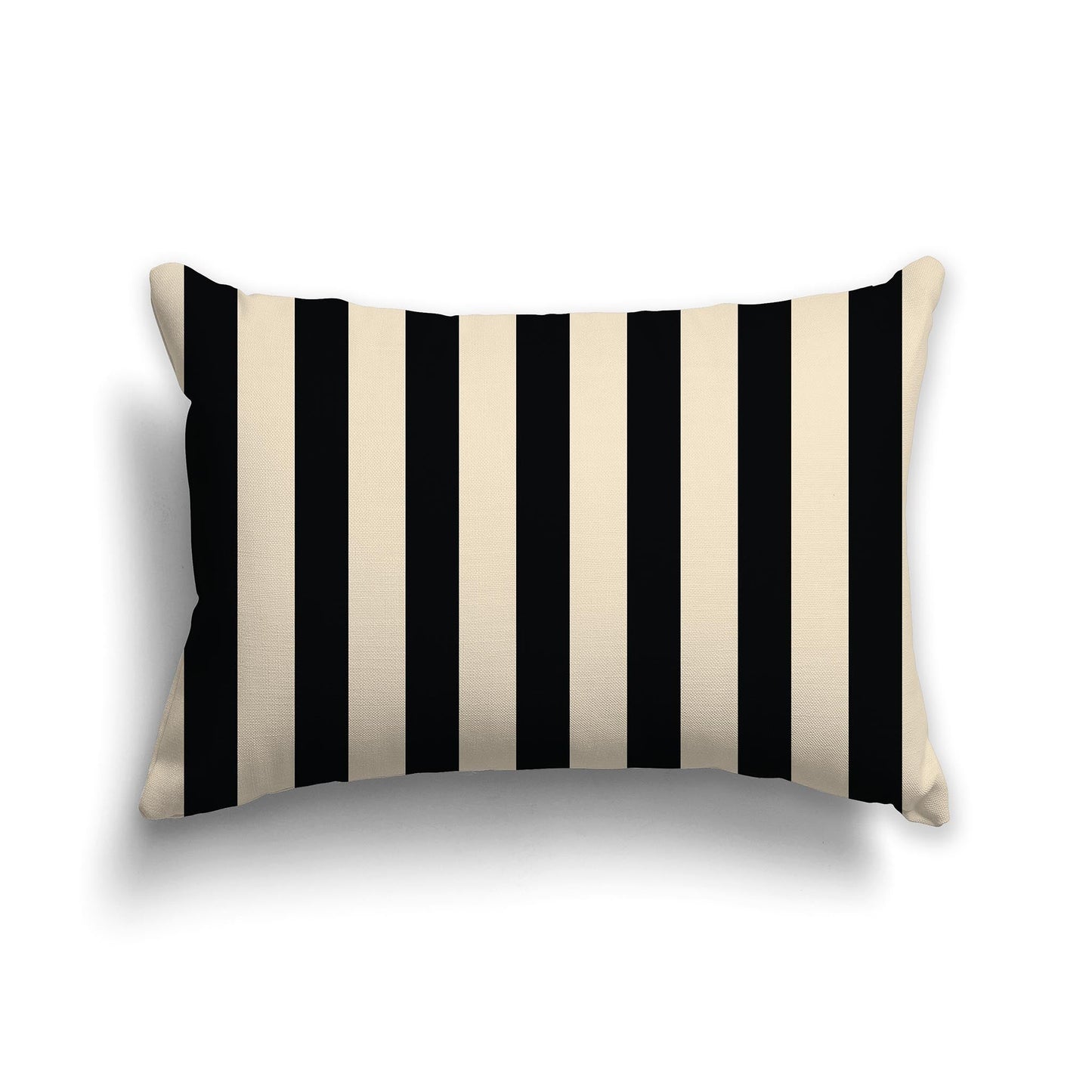Beige Throw Pillow with Black Bars on Front and Solid Beige Back, CAPC-1015-051