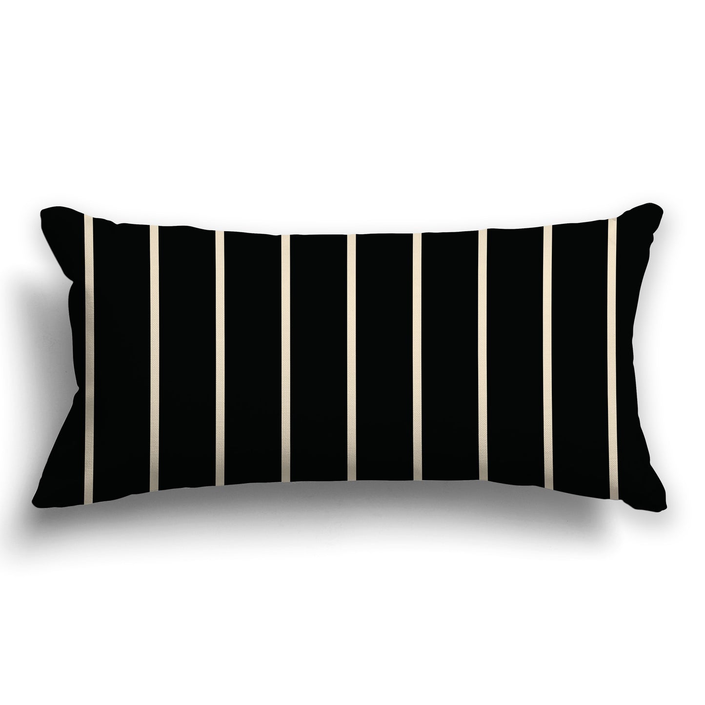 Black Throw Pillow with Thin Beige Stripes on Front and Solid Black Back, CAPC-1015-062