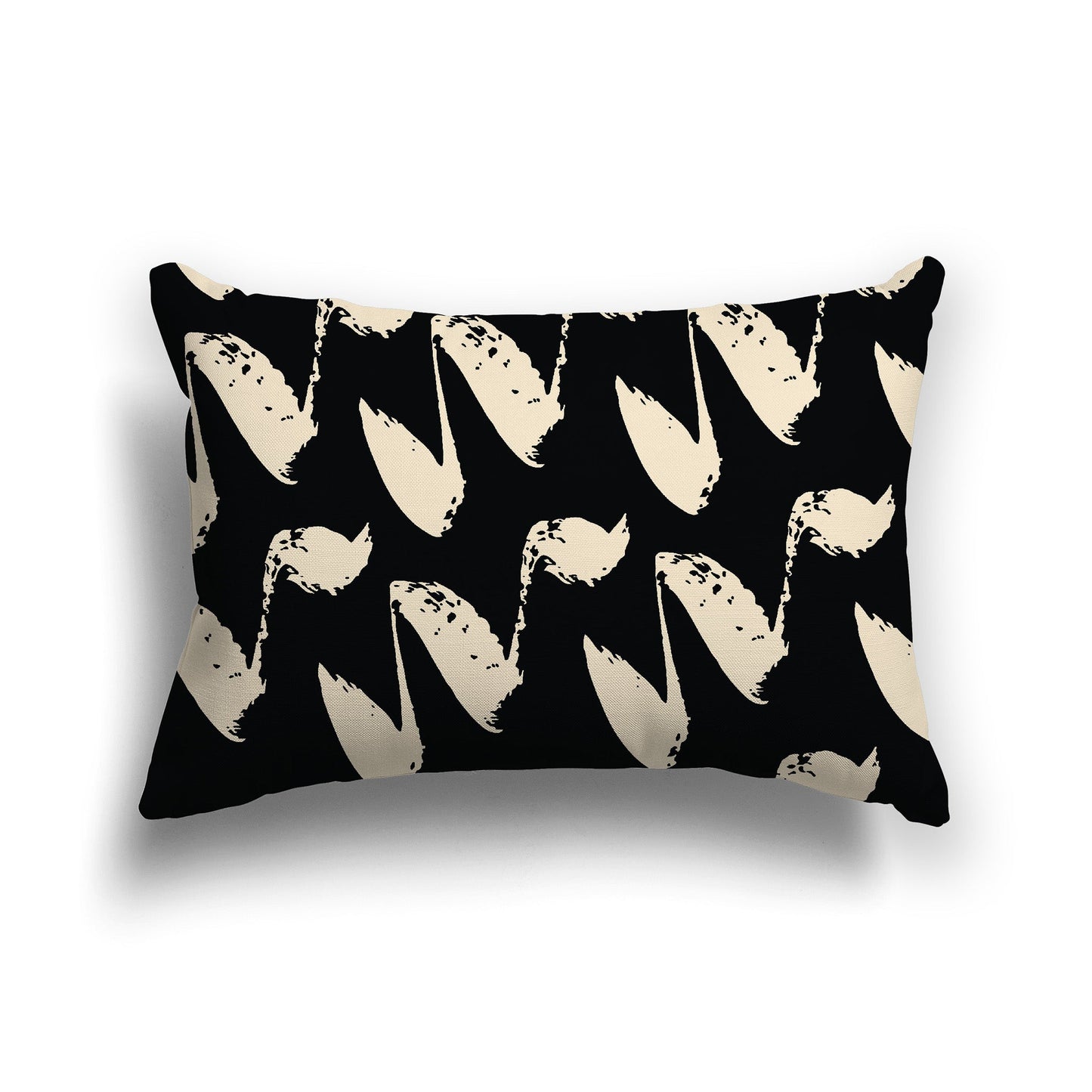 Black Throw Pillow with Beige Squiggle Pattern on Both Sides, CAPC-1015-081