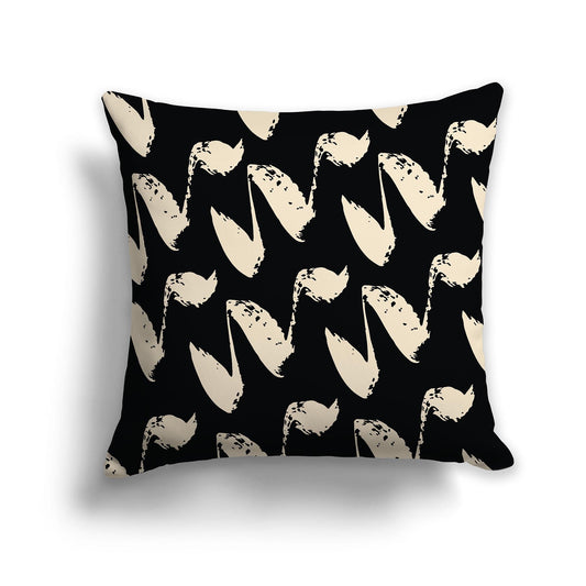 Black Throw Pillow with Beige Squiggle Pattern on Both Sides, CAPC-1015-081
