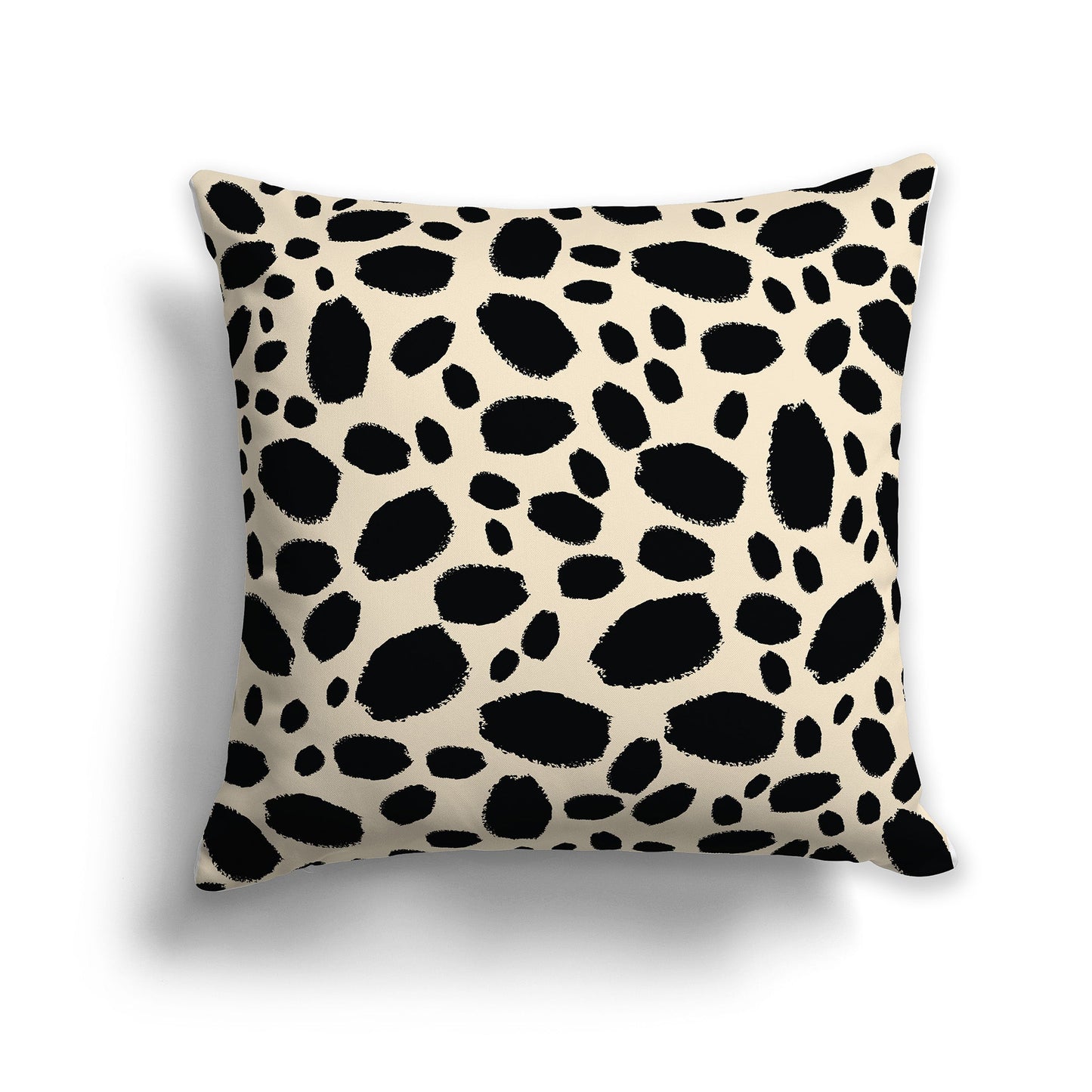 Beige Throw Pillow with Black Paint Dabs on Both Sides, CAPC-1015-092