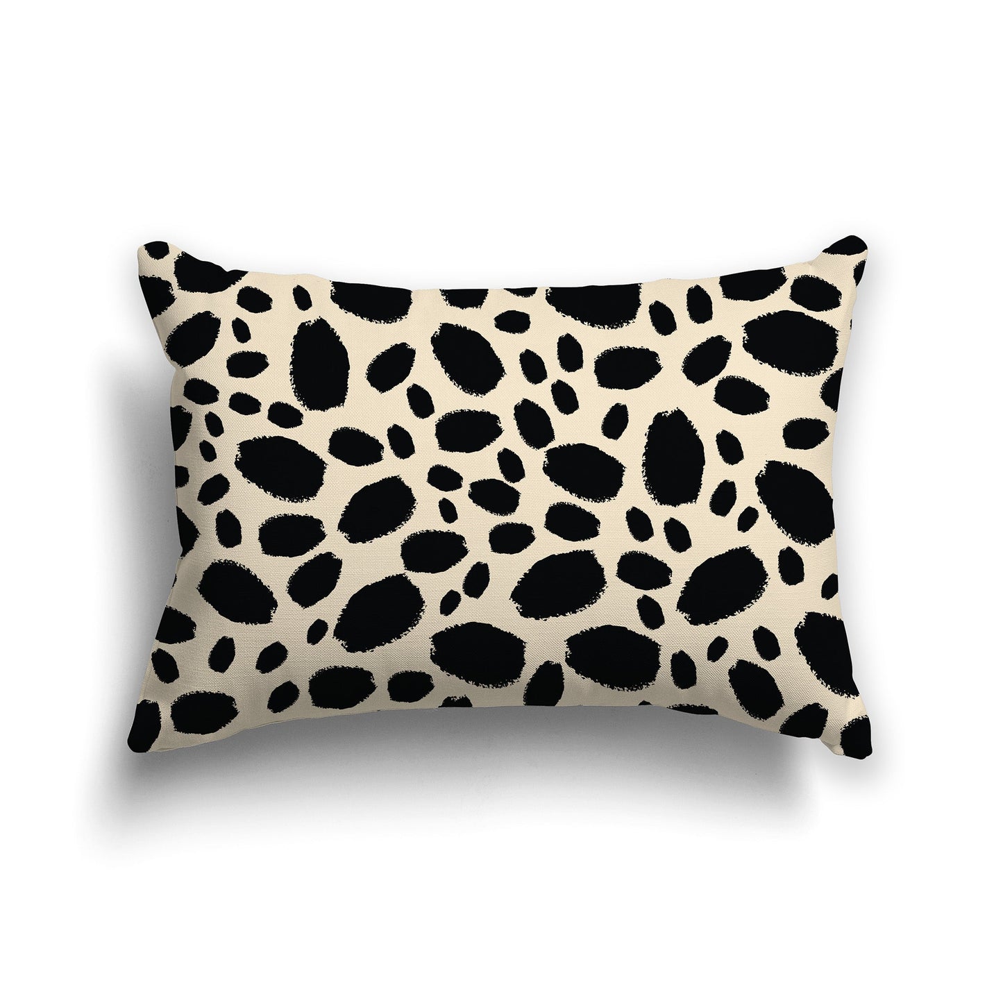 Beige Throw Pillow with Black Paint Dabs on Both Sides, CAPC-1015-092