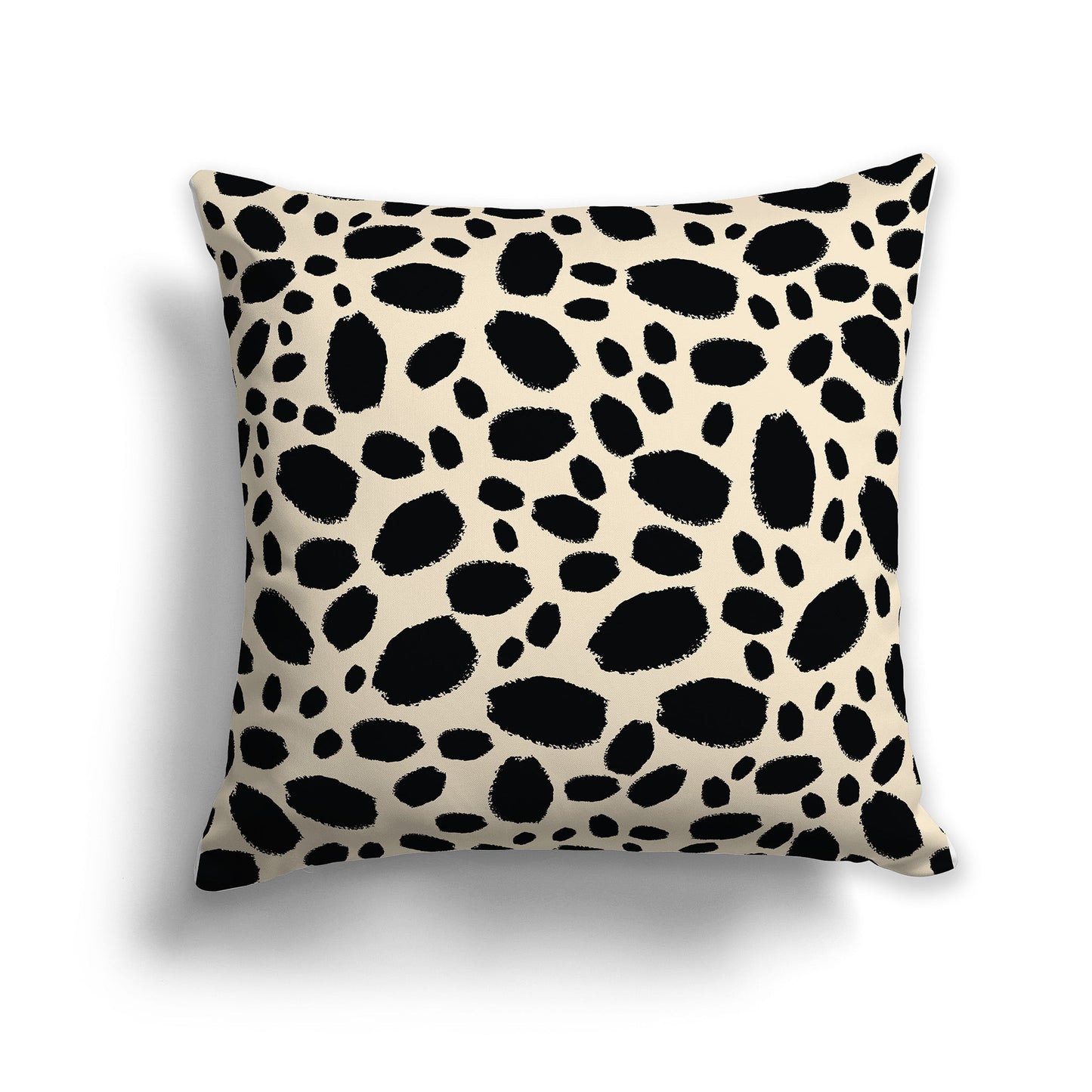 Beige Throw Pillow with Black Paint Dabs on Both Sides, CAPC-1015-092