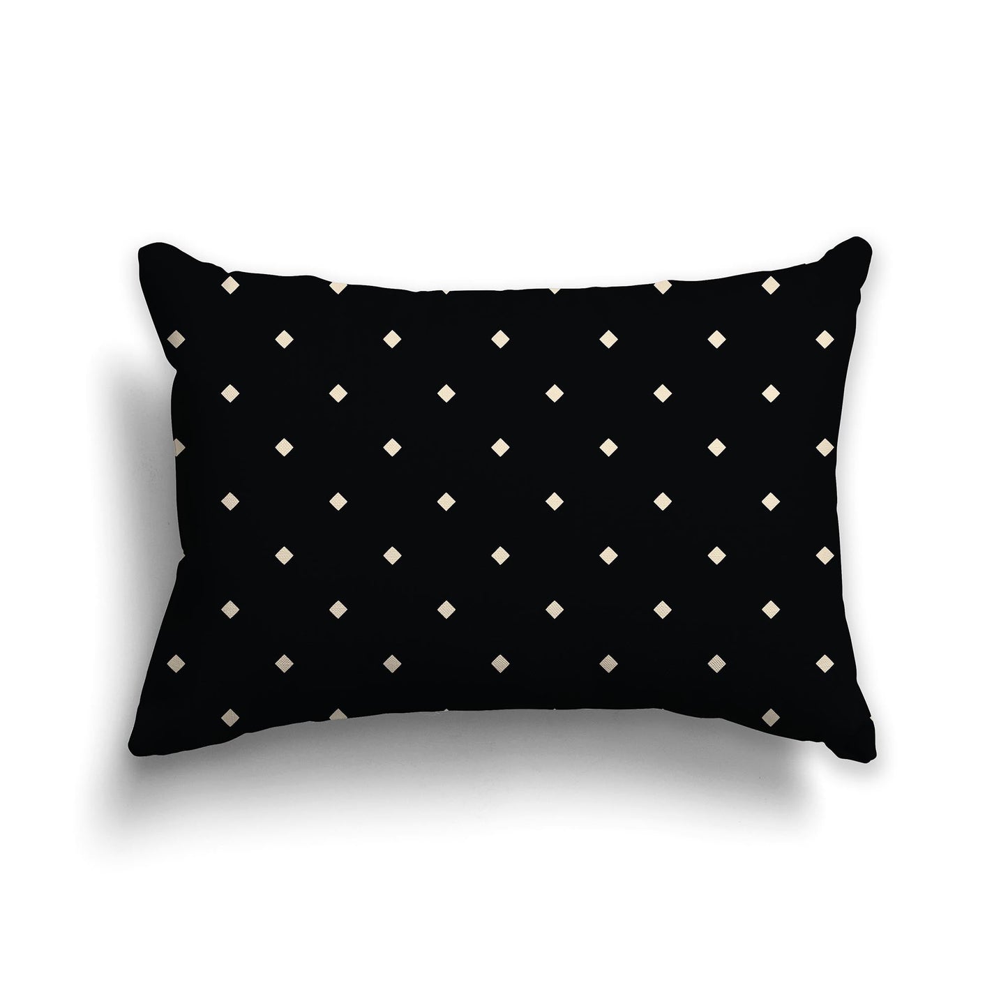 Black Throw Pillow with Beige Diamond Pattern on Front and Solid Black Back, CAPC-1015-102