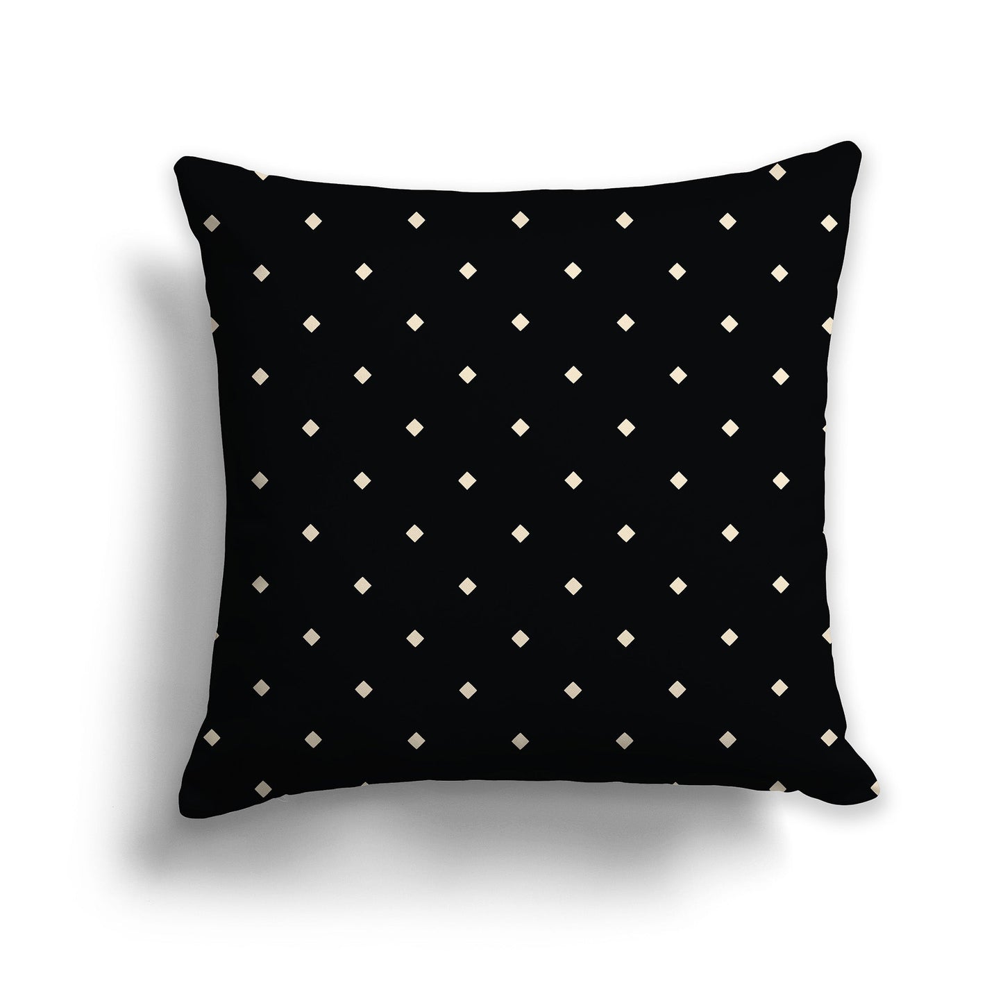 Black Throw Pillow with Beige Diamond Pattern on Front and Solid Black Back, CAPC-1015-102