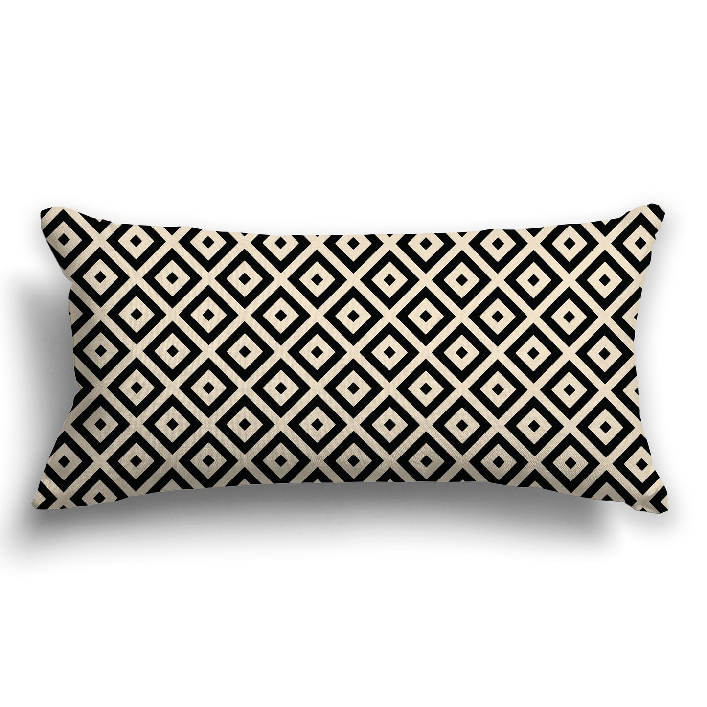 Throw Pillow with Black and Beige Radiating Squares on Both Sides, CAPC-1015-121