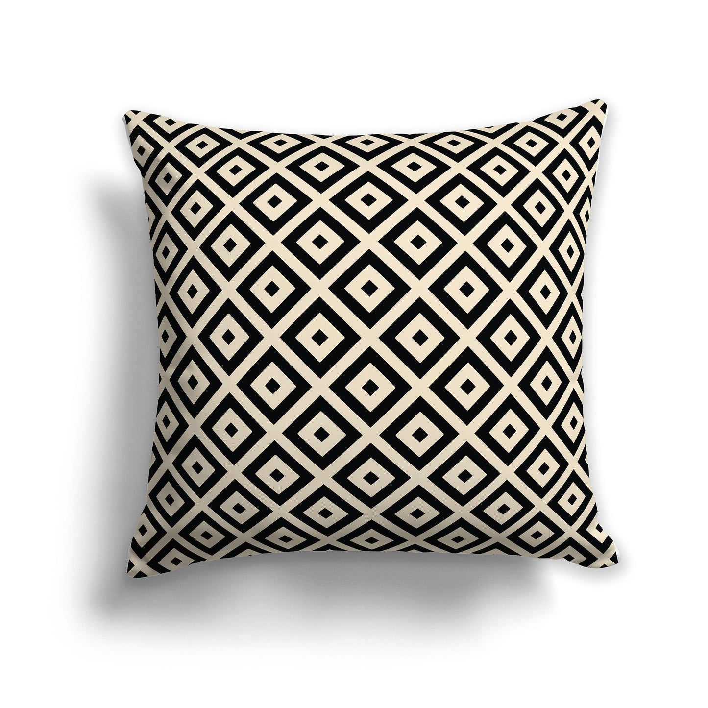 Throw Pillow with Black and Beige Radiating Squares on Both Sides, CAPC-1015-121