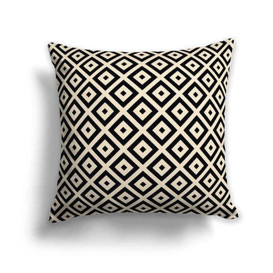 Throw Pillow with Black and Beige Radiating Squares on Both Sides, CAPC-1015-121
