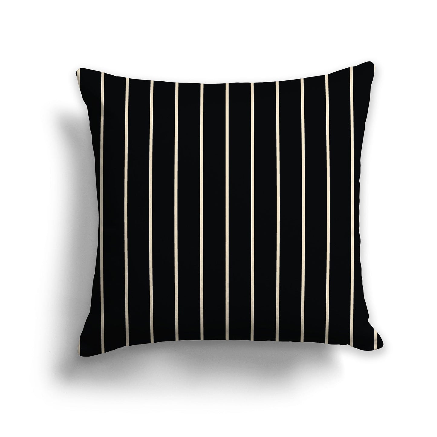 Black Throw Pillow with Fine Beige Vertical Stripes on Front, CAPC-1015-152