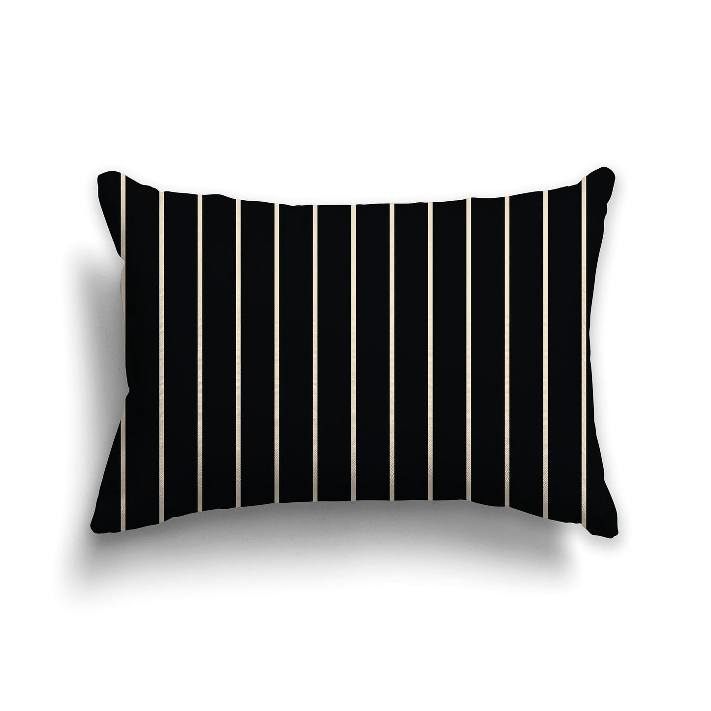 Black Throw Pillow with Fine Beige Vertical Stripes on Front, CAPC-1015-152