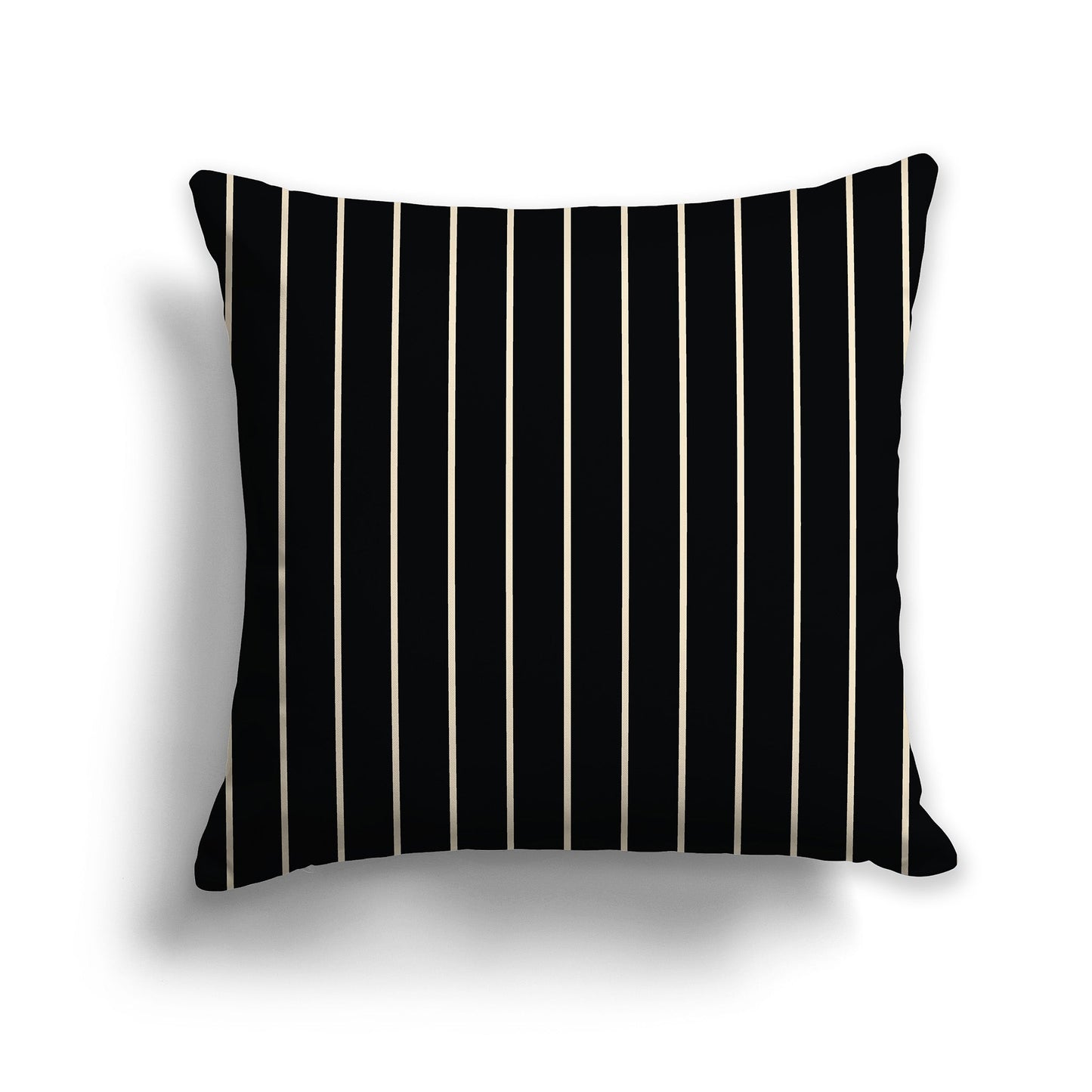 Black Throw Pillow with Fine Beige Vertical Stripes on Front, CAPC-1015-152