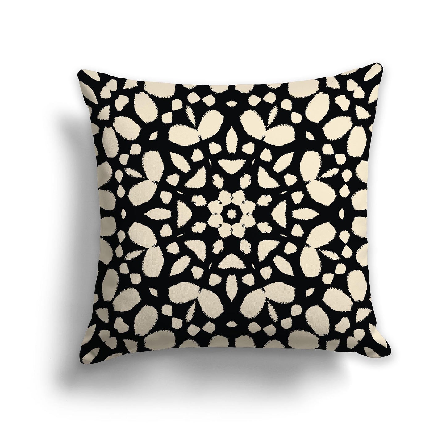 Beige Throw Pillow with Black Circular Pattern on Both Sides, CAPC-1015-181