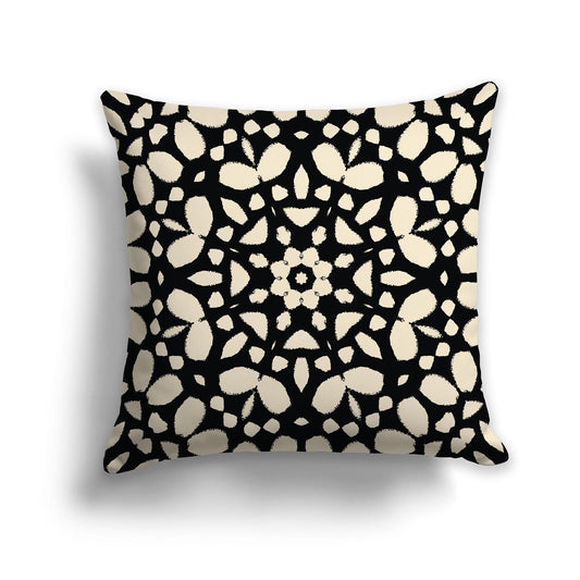 Beige Throw Pillow with Black Circular Pattern on Both Sides, CAPC-1015-181