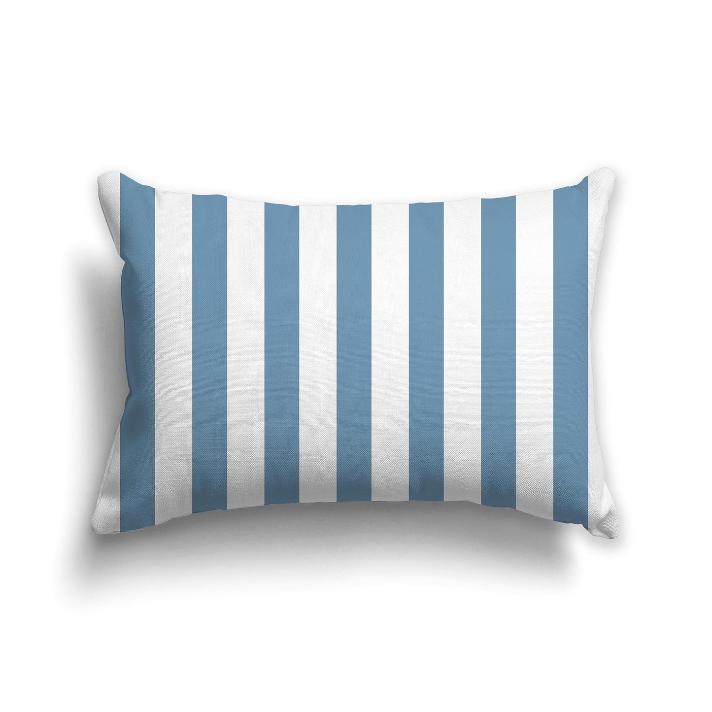 White/Beige-white Throw Pillow with Medium-blue Bars on Front and Solid White/Beige-white Back, CAPC-1021-051