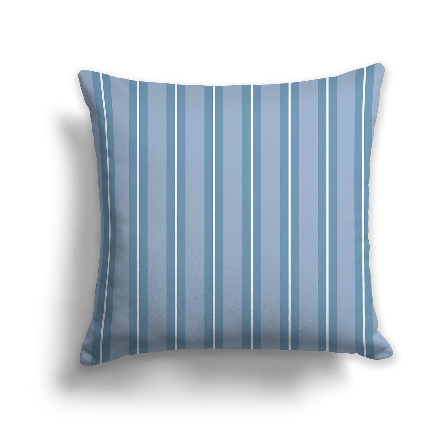 Grey-blue & Medium-blue Multistripe Throw Pillow with Solid Grey-blue back, CAPC-1021-071