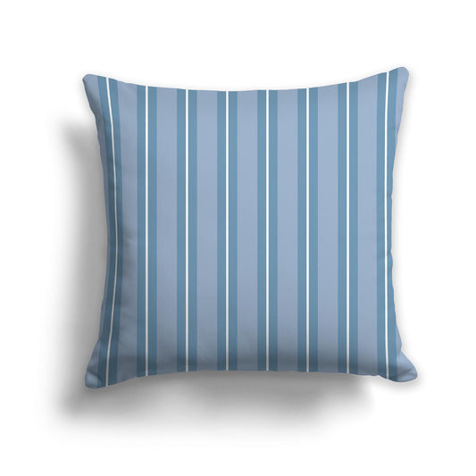 Grey-blue & Medium-blue Multistripe Throw Pillow with Solid Grey-blue back, CAPC-1021-071