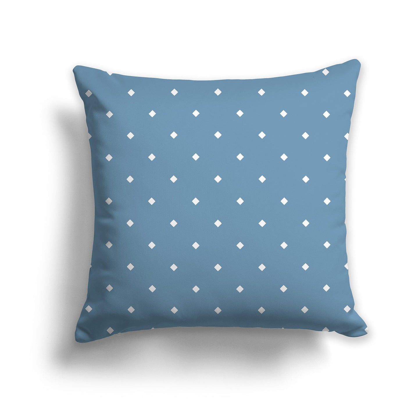 Medium-blue Throw Pillow with White/Beige-white Diamond Pattern on Front and Solid Medium-blue Back, CAPC-1021-102