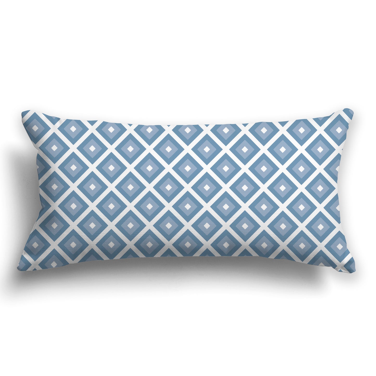 Throw Pillow with White/Beige-white, Medium-blue and Blue-grey Radiating Squares on Both Sides, CAPC-1021-121
