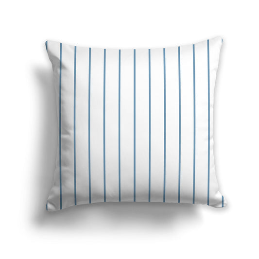 White/Beige-white Throw Pillow with Fine Medium-blue Fine Vertical Stripes on Front, CAPC-1021-152