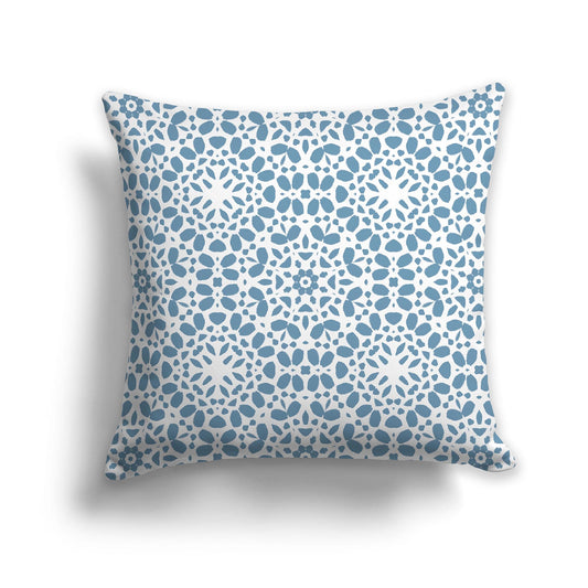 White/Beige-white Throw Pillow with Fine Medium-blue Circular Pattern on Both Sides, CAPC-1021-191