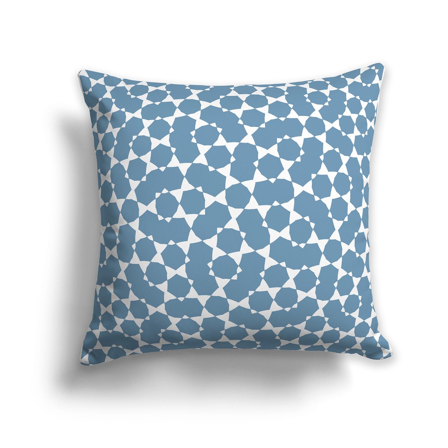 Medium-blue Throw Pillow with White/Beige-white Geometric Pattern on Both Sides, CAPC-1021-201