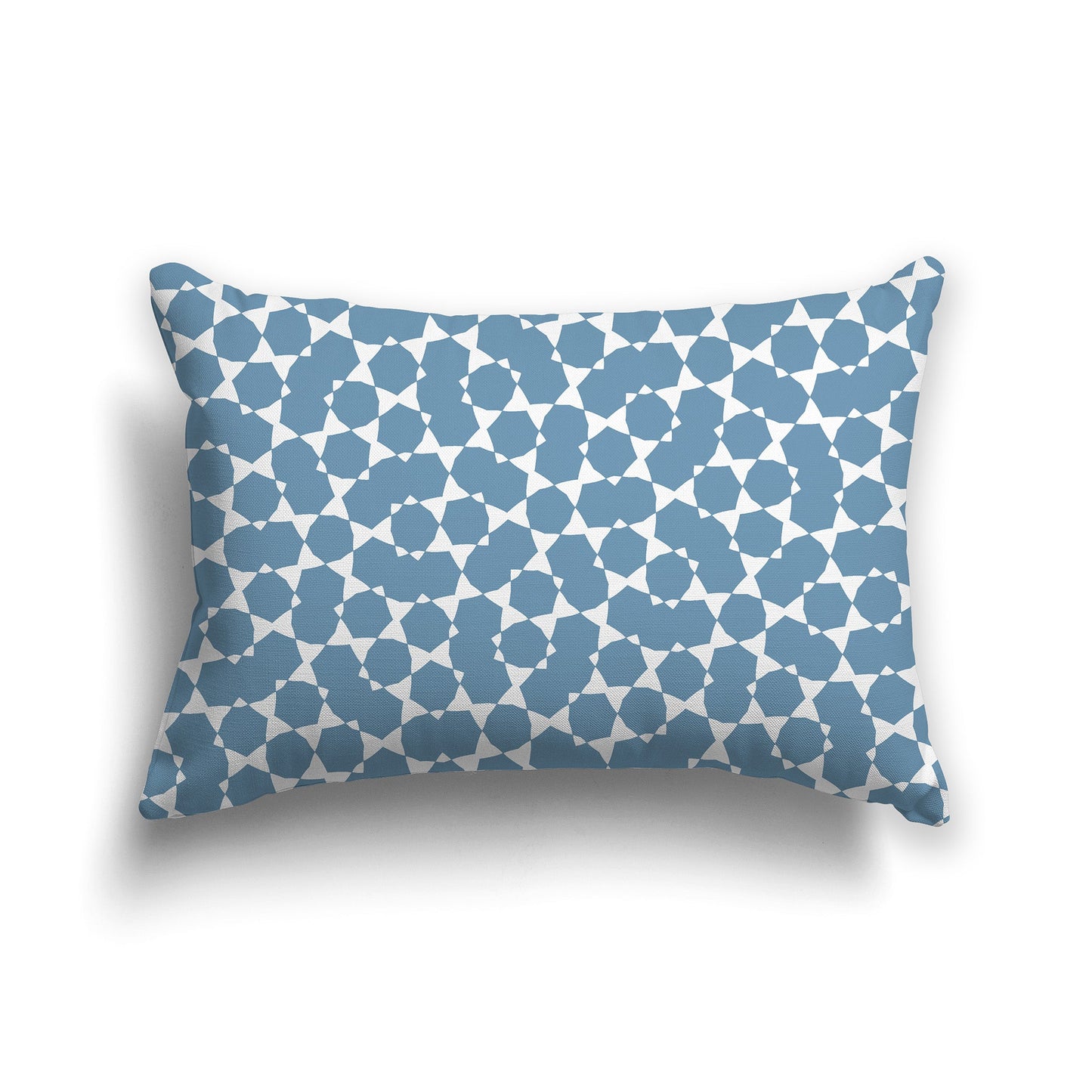 Medium-blue Throw Pillow with White/Beige-white Geometric Pattern on Both Sides, CAPC-1021-201