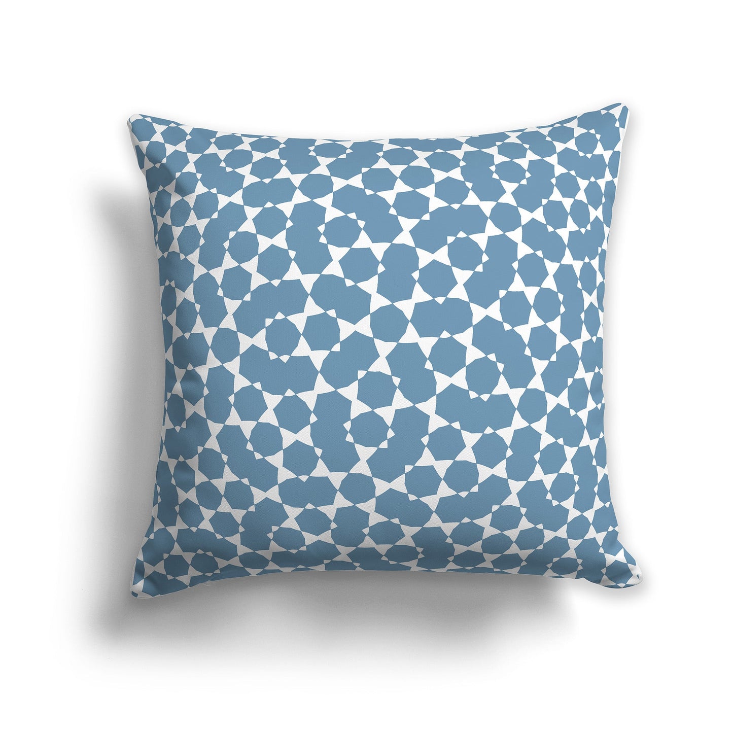Medium-blue Throw Pillow with White/Beige-white Geometric Pattern on Both Sides, CAPC-1021-201