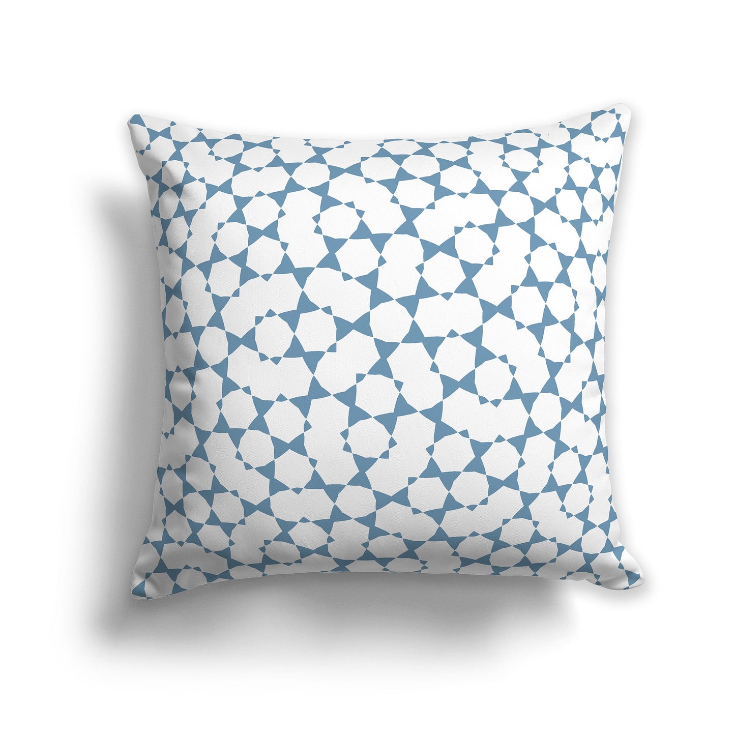 White/Beige-white Throw Pillow with Medium-blue Geometric Pattern on Both Sides, CAPC-1021-202