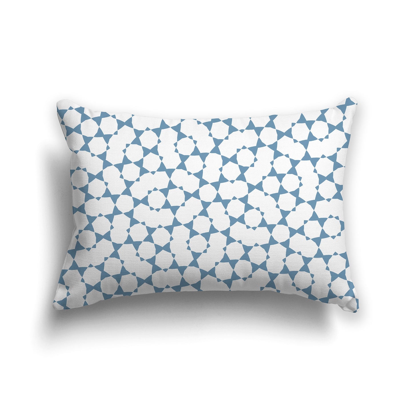 White/Beige-white Throw Pillow with Medium-blue Geometric Pattern on Both Sides, CAPC-1021-202