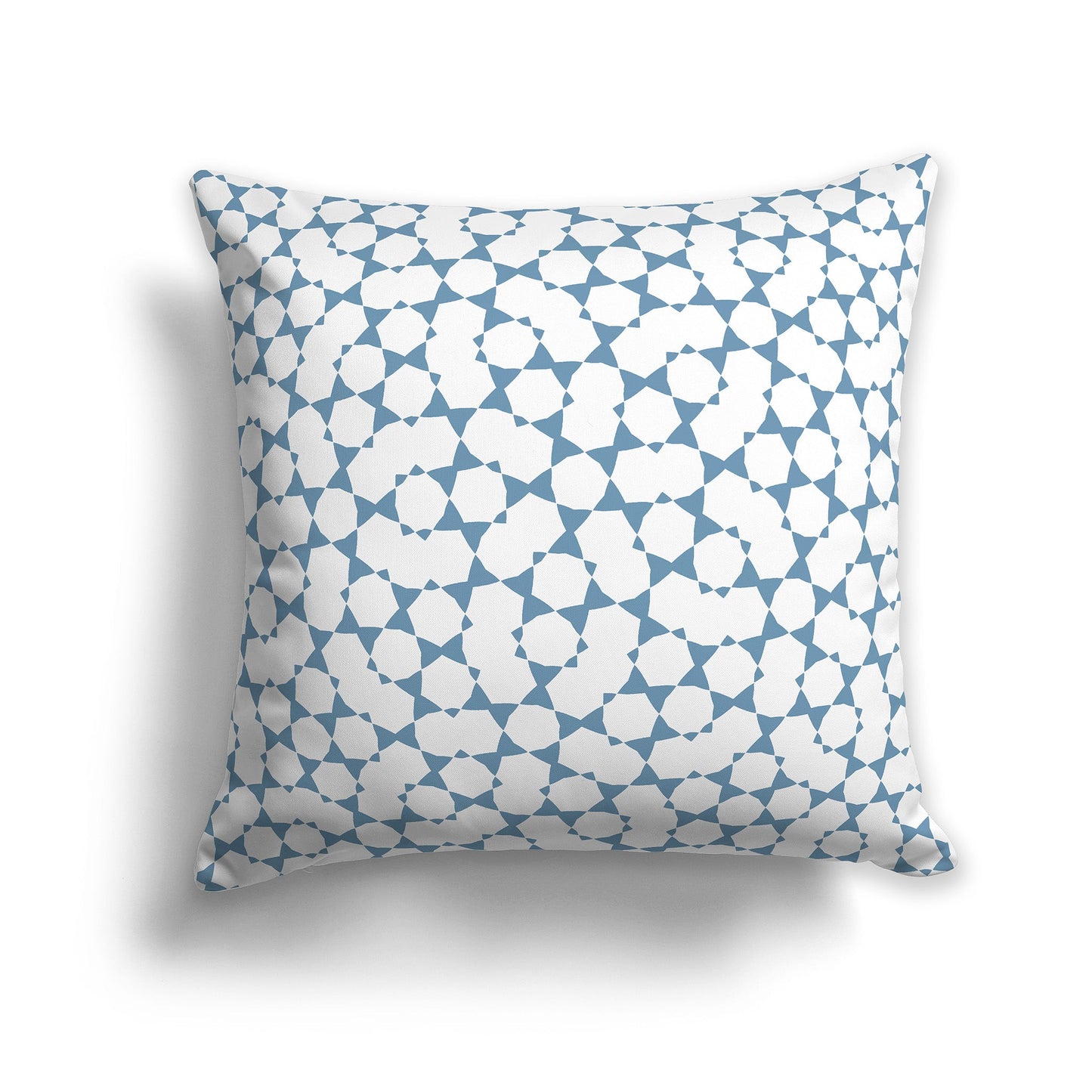 White/Beige-white Throw Pillow with Medium-blue Geometric Pattern on Both Sides, CAPC-1021-202