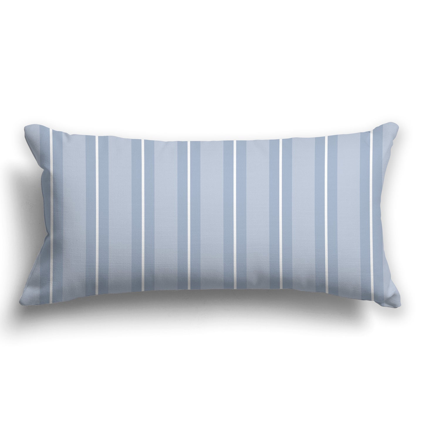 Two-tone Blue-grey and White/Beige-white Multistripe Throw Pillow with Solid Blue-grey back, CAPC-1022-071