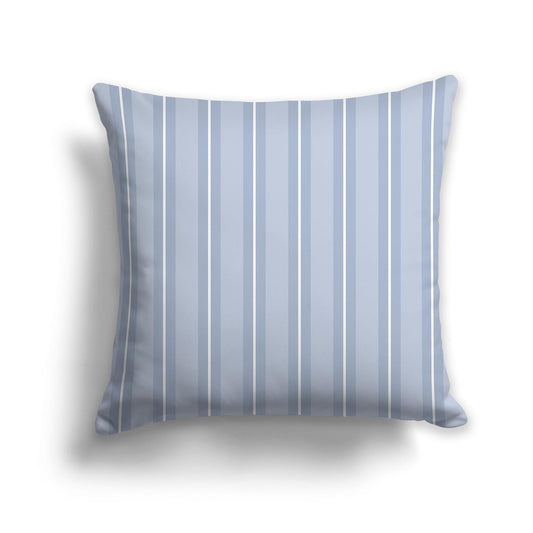 Two-tone Blue-grey and White/Beige-white Multistripe Throw Pillow with Solid Blue-grey back, CAPC-1022-071