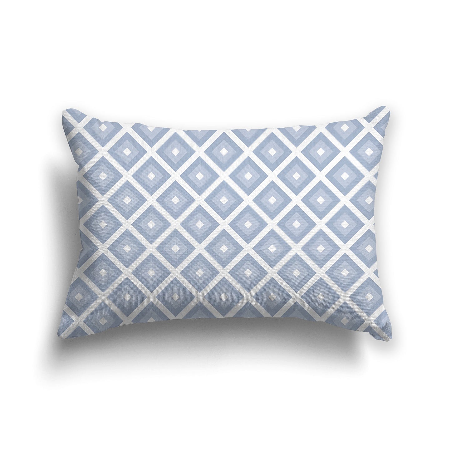 Throw Pillow with White/Beige-white and Two-tone Blue-grey Radiating Squares on Both Sides, CAPC-1022-121