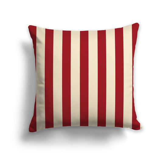 Beige Throw Pillow with Red Bars on Front and Beige Back, CAPC-1031-051
