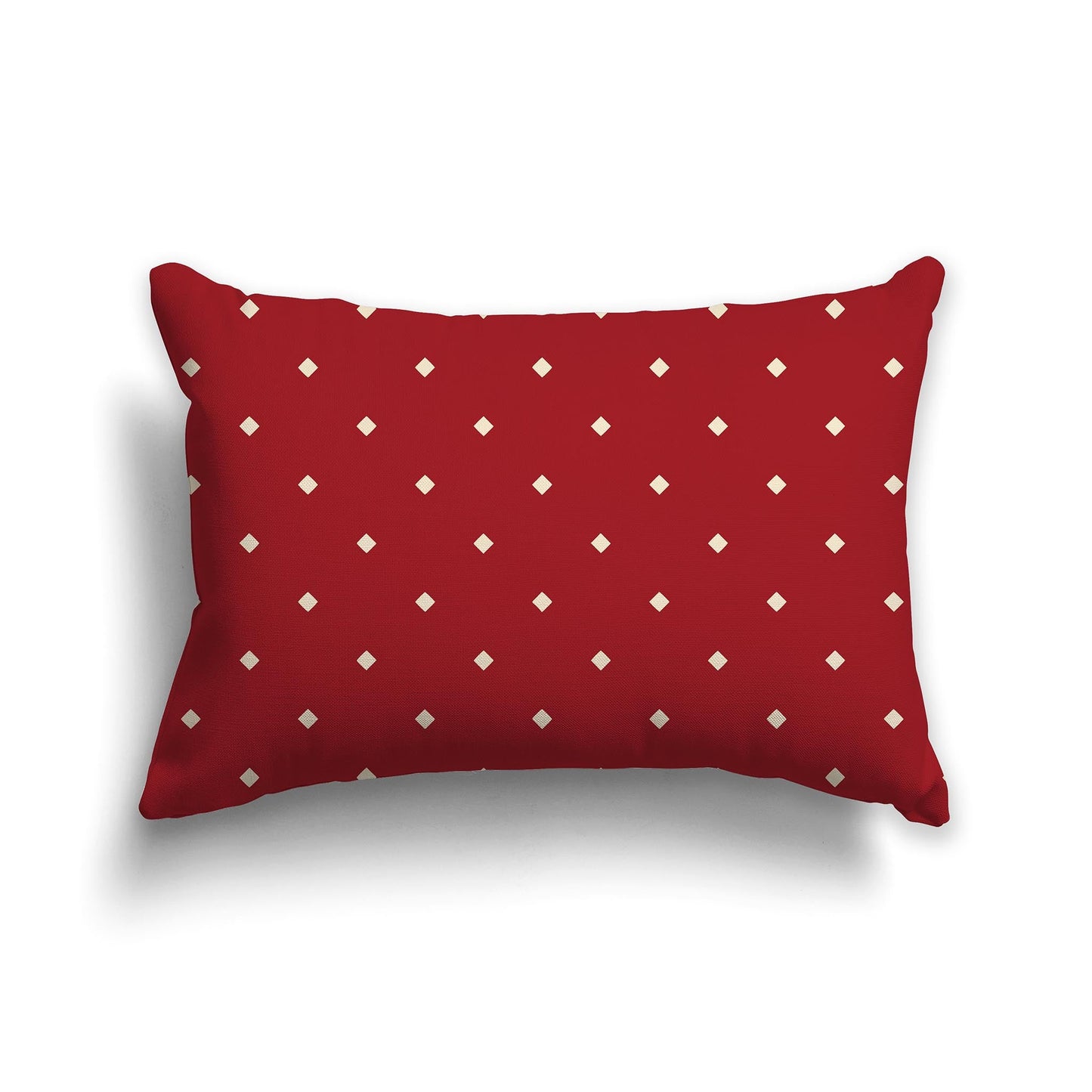 Red Throw Pillow with Beige Diamond Pattern on Front and Solid Red Back, CAPC-1031-102