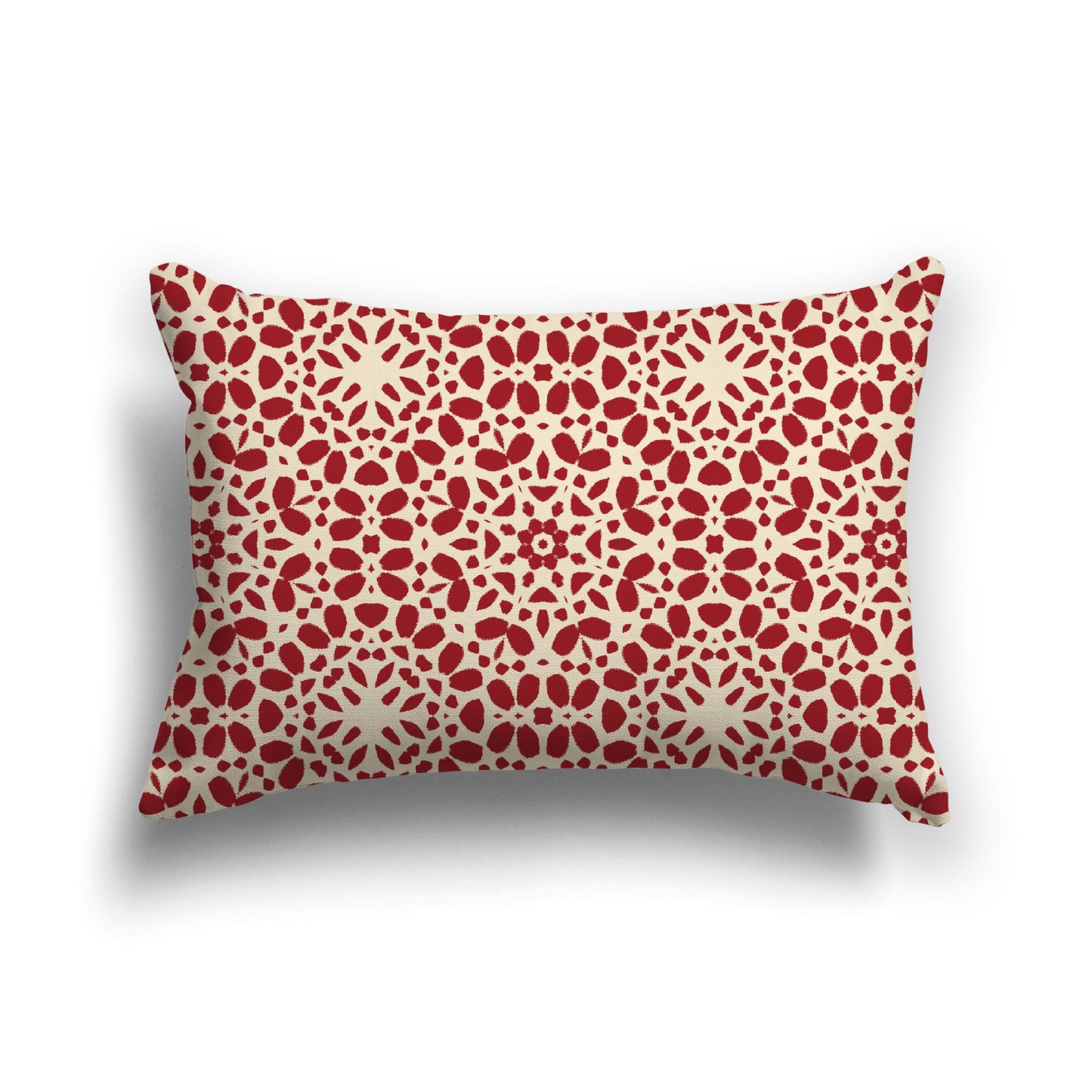 Beige Throw Pillow with Fine Red Circular Pattern on Both Sides, CAPC-1031-191