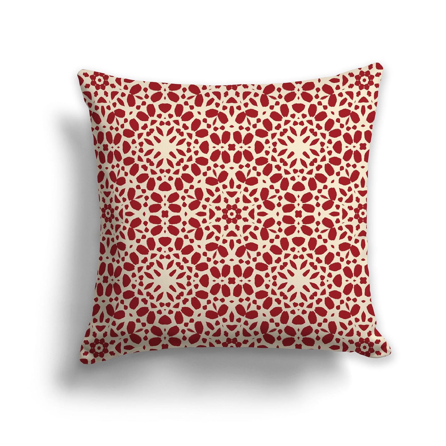 Beige Throw Pillow with Fine Red Circular Pattern on Both Sides, CAPC-1031-191