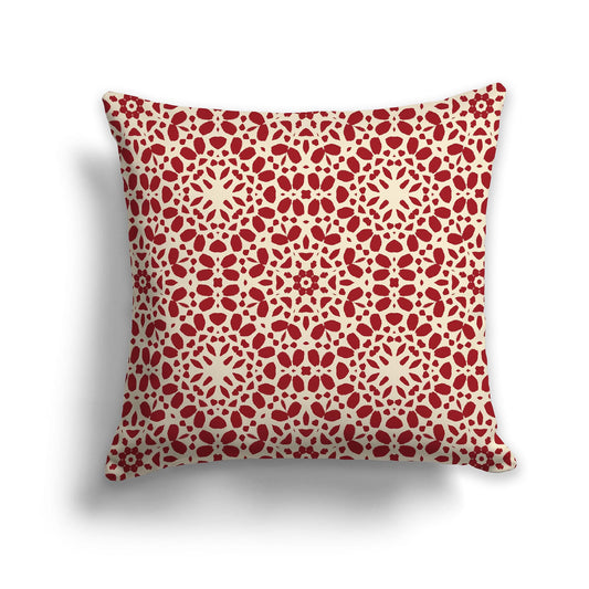 Beige Throw Pillow with Fine Red Circular Pattern on Both Sides, CAPC-1031-191