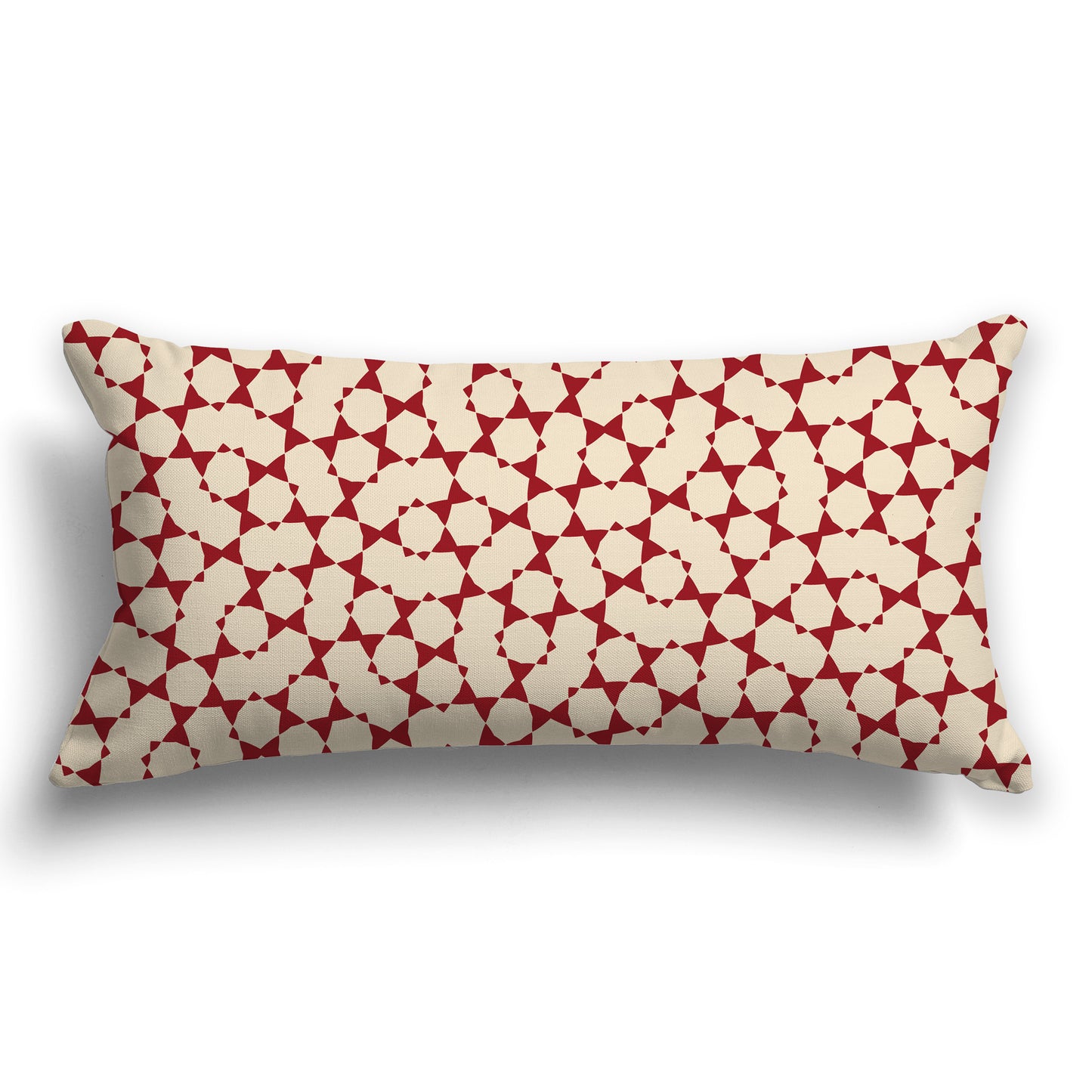 Beige Throw Pillow with Red Geometric Pattern on Both Sides, CAPC-1031-201