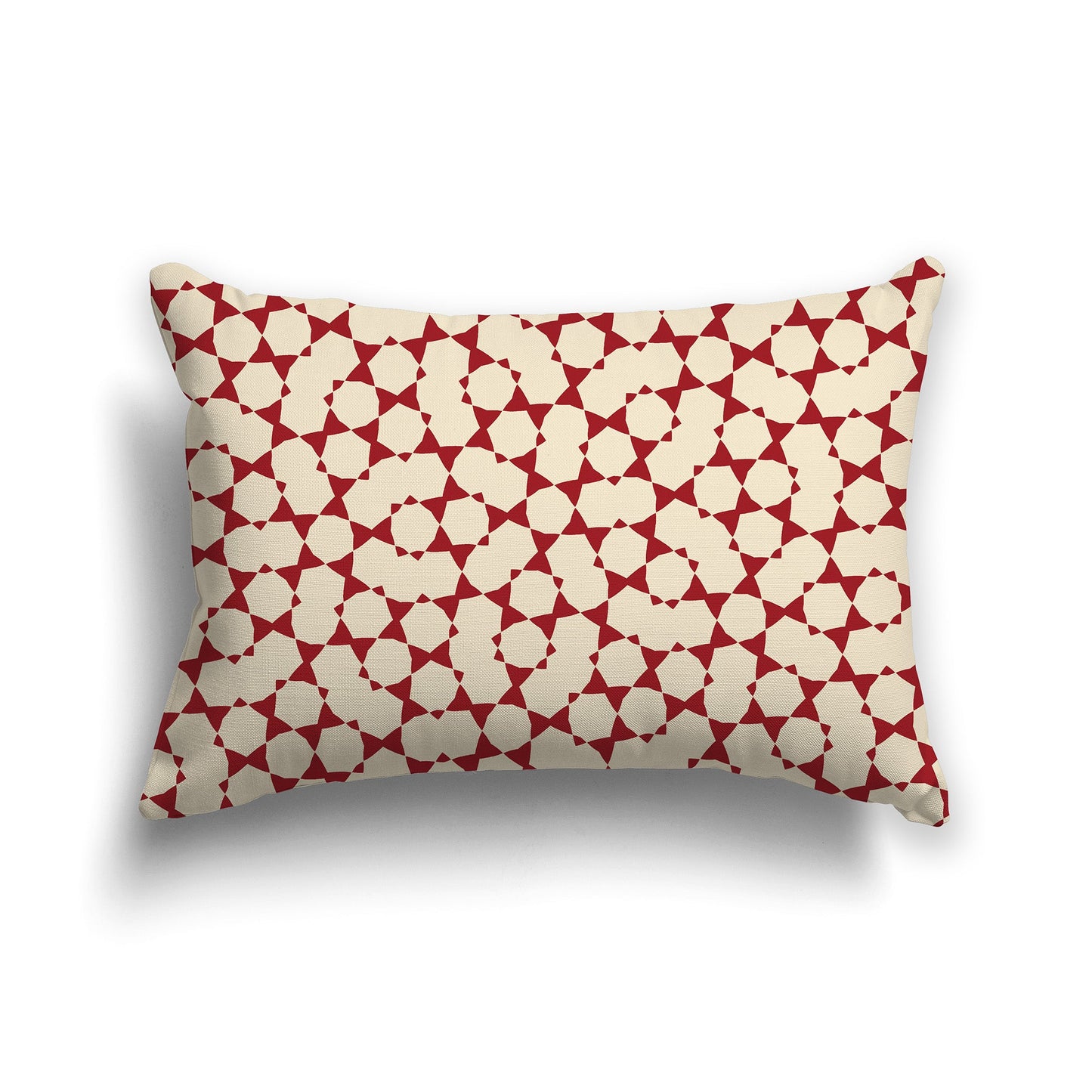 Beige Throw Pillow with Red Geometric Pattern on Both Sides, CAPC-1031-201
